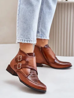 Dámské kožené kotníkové boty 06696-02 model 202112 Hnědá - Maciejka