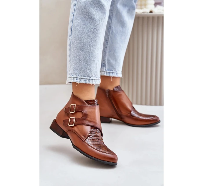 Dámské kožené kotníkové boty model Hnědá Maciejka model 20739863 - Inello