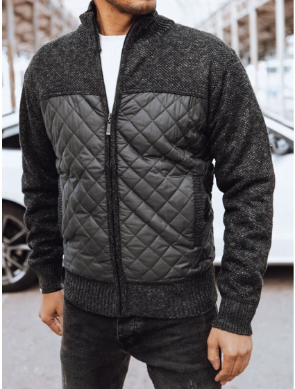 Pánská prošívaná tmavě šedá bunda Dstreet TX4577