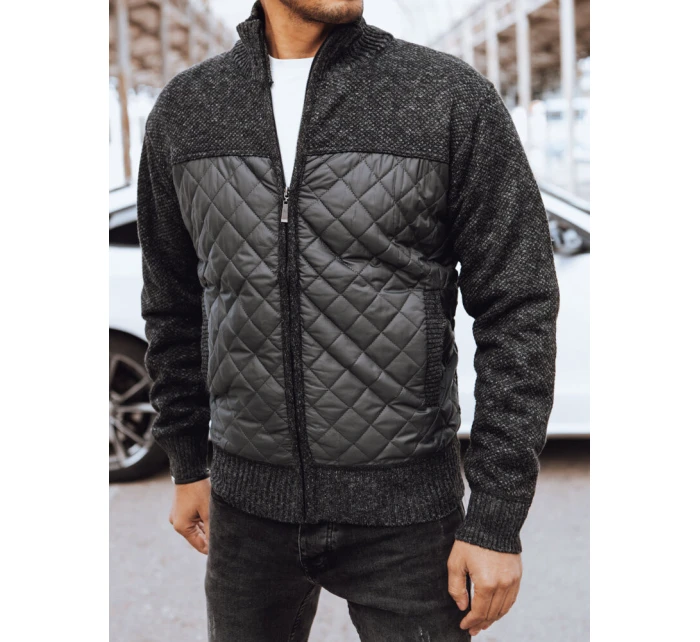 Pánská prošívaná tmavě šedá bunda Dstreet TX4577