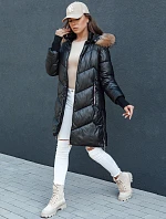 Dámská prošívaná zimní bunda z umělé kožešiny s kapucí LAGOON černá FashionStreet TY4499