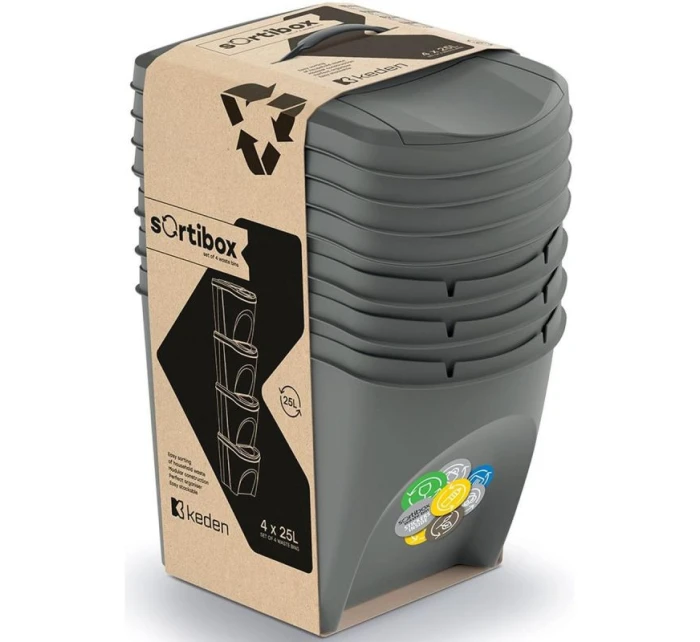 Odpadkové koše 25 l sortibox set4 ks šedý kámen dětské
