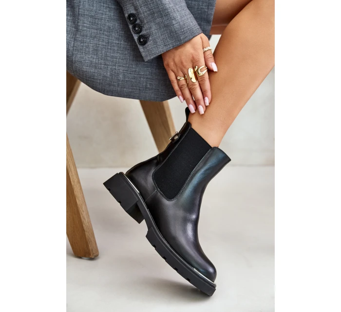 Kožené Boty Chelsea Na Zip GOE OO2N4147-E2 Černé