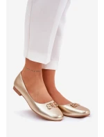 Elegantní Dámské Baletky S Dekorací model 21690098 Zlaté - VINCEZA Elegantní Dámské Baletky S Dekorací model 21690098 Zlaté - VINCEZA