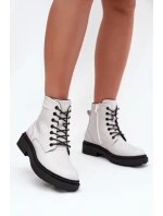 Zateplené dámské kotníkové boty z přírodní kůže model 21712314 bílé - SERGIO LEONE