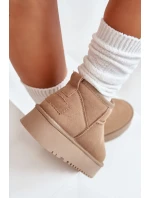 Dámské Semišové Sněhule Na Platformě Béžové Nereviana