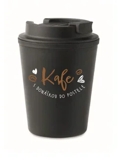 KAFE S DONÁŠKOU DO POSTELE - černý termohrnek 300 ml