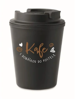 KAFE S DONÁŠKOU DO POSTELE - černý termohrnek 300 ml