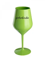 POHODINDA - zelená nerozbitná sklenice na víno 470 ml
