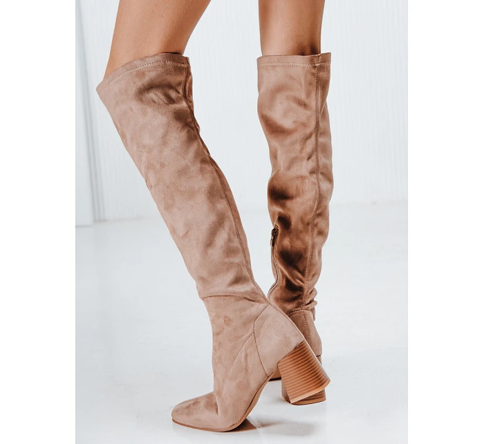 Dámské kozačky 5759 ZY1244 béžové - FashionStreet
