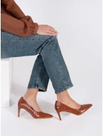 Stylové hnědé dámské lodičky na jehlovém podpatku Stylové hnědé dámské lodičky na jehlovém podpatku