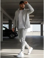 Pánská mikina na zip bez kapuce šedá BX4109