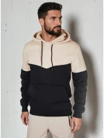 Pánská základní mikina s kapucí béžová FashionStreet BX5880