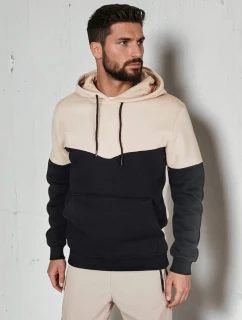 Pánská základní mikina s kapucí béžová FashionStreet BX5880