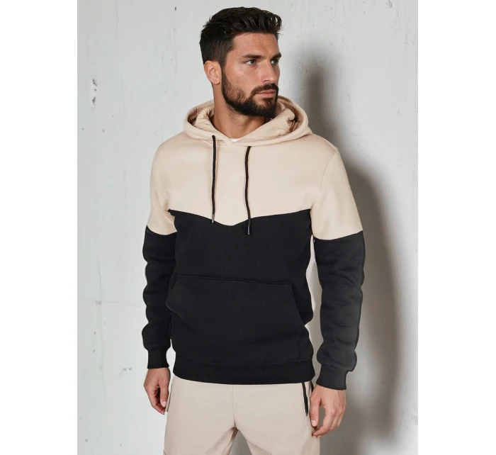 Pánská základní mikina s kapucí béžová FashionStreet BX5880