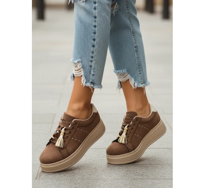 FashionStreet hnědé dámské tenisky ZY1413 FashionStreet hnědé dámské tenisky ZY1413