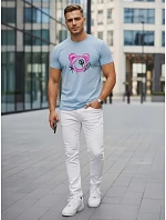 Tshirt męski bawełniany z nadrukiem w stylu błękitny model 22277330 - FashionStreet Tshirt męski bawełniany z nadrukiem w stylu błękitny model 22277330 - FashionStreet