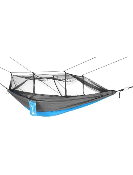 TURISTICKÁ HOUPACÍ SÍŤ PRO 2 OSOBY 270X140CM S MOSKYTIÉROU MODRÁ