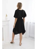 Šaty s vrstveným výstřihem černý Šaty s vrstveným výstřihem černý
