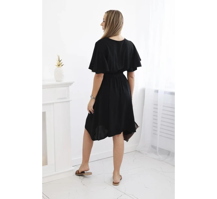 Šaty s vrstveným výstřihem černý Šaty s vrstveným výstřihem černý