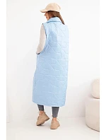 Dámská prošívaná dlouhá vesta s kapsami a stojáčkem modrá