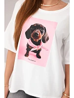 Dámská bavlněná oversize halenka s potiskem "Dog Fashion" bílá
