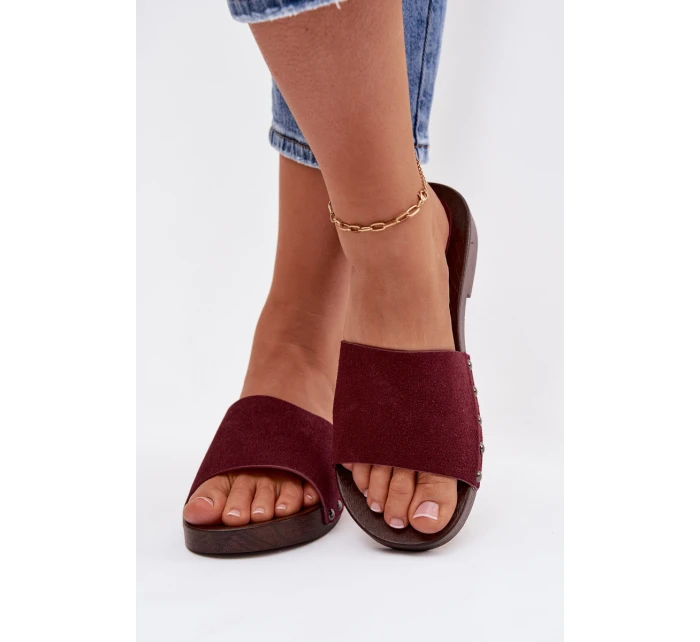 Dámské nazouváky s přezkami na nízkém podpatku Bordó Amelvessa