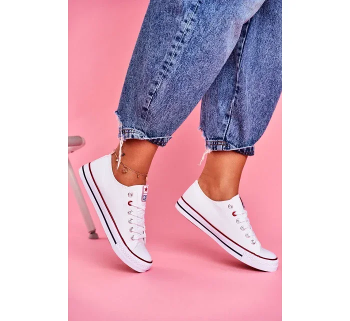 Dámské Klasické Tenisky Bílé S červeným Lemováním Ecoma