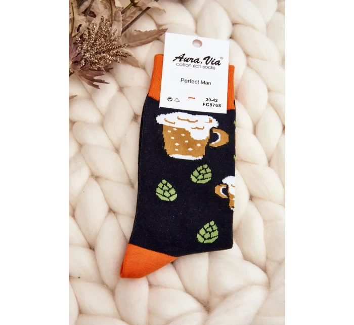 Pánské vzorované ponožky Beer Black Pánské vzorované ponožky Beer Black