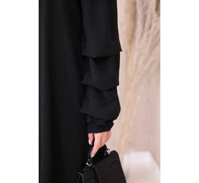 Španělské šaty s ozdobnými rukávy černé