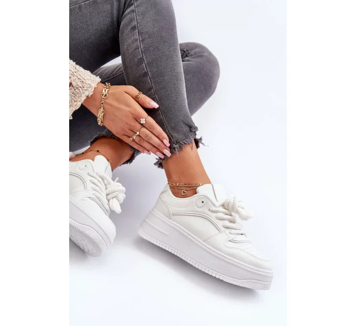 Dámské Tenisky na platformě Eco Leather White Vhisper Dámské Tenisky na platformě Eco Leather White Vhisper