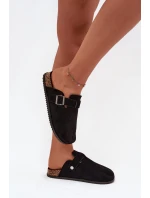 Dámské pantofle na korkové platformě s přezkou Big Star – černé Dámské pantofle na korkové platformě s přezkou Big Star – černé