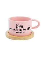 KÁVA, PROTOŽE NA KOKAIN NEMÁM - růžový hrníček makronka 200 ml