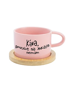 KÁVA, PROTOŽE NA KOKAIN NEMÁM - růžový hrníček makronka 200 ml