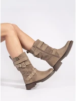 Trendy hnědé dámské kotníčkové boty na širokém podpatku Trendy hnědé dámské kotníčkové boty na širokém podpatku