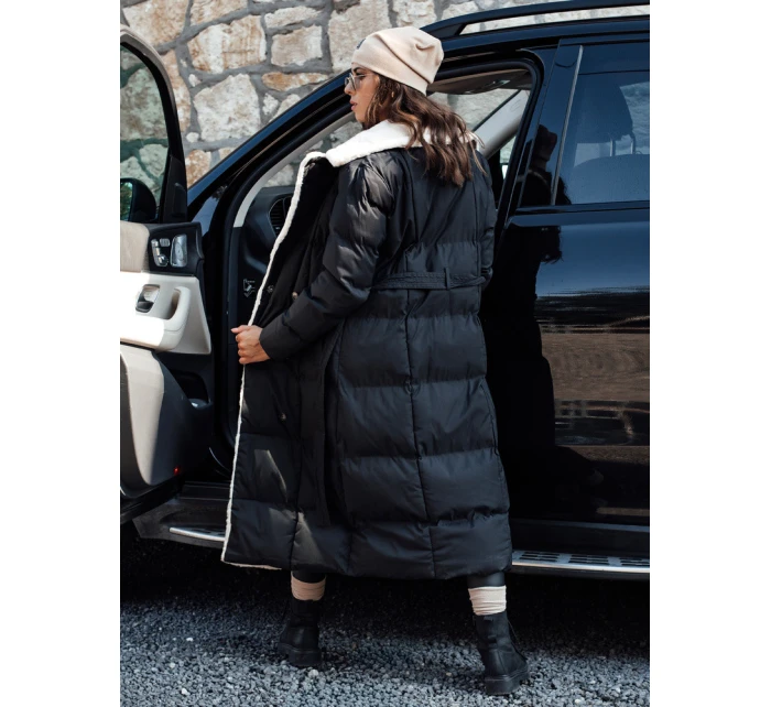 Dámská zimní bunda dlouhá s kožešinou černá Dstreet model 21980514 - FashionStreet