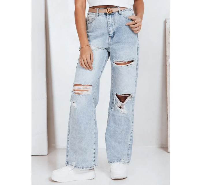 Dámské džíny s širokým žebrováním modré FashionStreet UY2794 Dámské džíny s širokým žebrováním modré FashionStreet UY2794