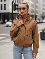 Dámská semišová velbloudí bunda typu bomber FashionStreet TY5572