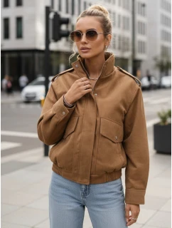 Dámská semišová velbloudí bunda typu bomber FashionStreet TY5572