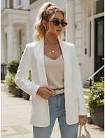 Dámské elegantní sako rozepínací bílé FashionStreet PY0143