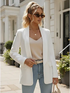 Dámské elegantní sako rozepínací bílé FashionStreet PY0143