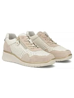 Filippo DP7605 kožené dámské ažurové béžové tenisky na platformách