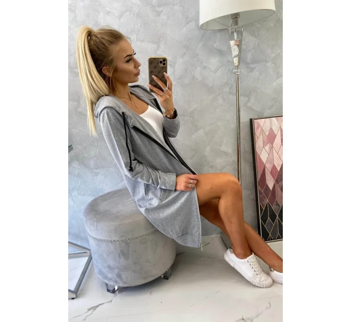 Šatová bunda s kapucí šedá melange Šatová bunda s kapucí šedá melange