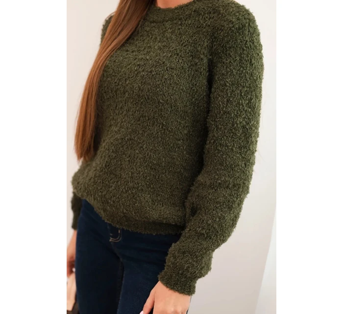 Dámský svetr z měkkého model 21421720 khaki - K-Fashion