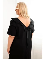 Dámské plus size bavlněné šaty s volánem na ramenou černá Dámské plus size bavlněné šaty s volánem na ramenou černá