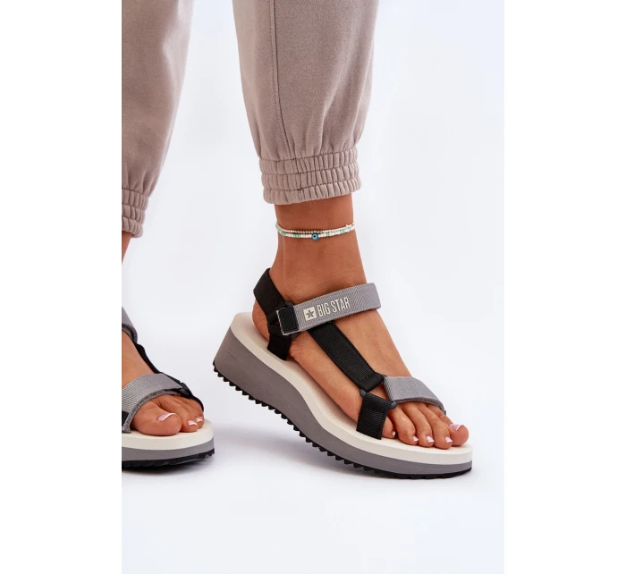 Dámské sandály na platformě a Big Star šedé model 21652812 - Big Star Shoes Dámské sandály na platformě a Big Star šedé model 21652812 - Big Star Shoes