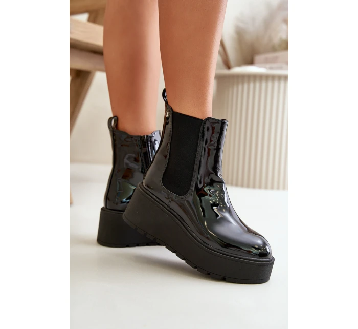 dámské kotníkové boty na platformě a černé model 21667292 - Boto
