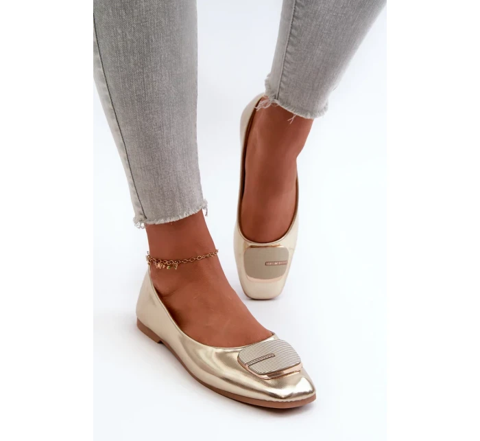 Dámské baleríny z eko kůže se zlatým zdobením model 21106956 - Kesi