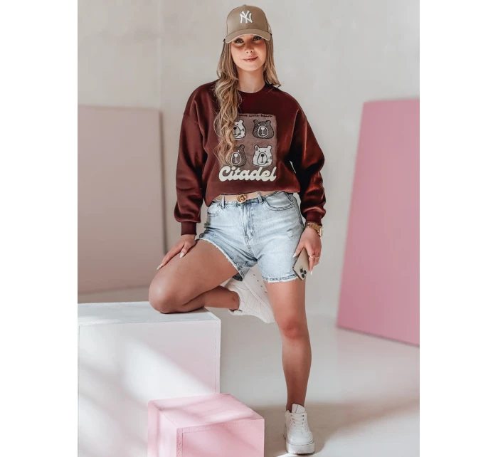 Dámská oversize mikina s vínová model 21988107 - Dstreet Dámská oversize mikina s vínová model 21988107 - Dstreet