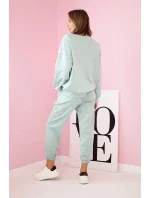 Komplet teplákové + kalhoty máslová látka tmavá máta